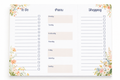 Blush Meadow Family Centre A4 Planner Pad | 30 Page Weekly Meal Planner & Shopping List